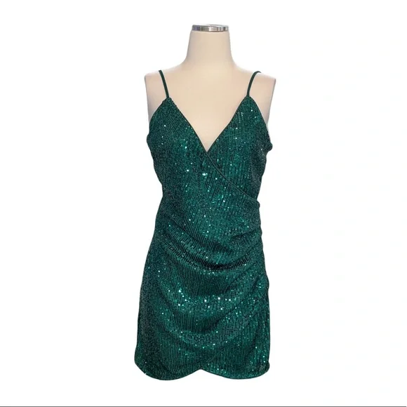 slim fit dress slacks Baltic Born Womens Muse Sequin Maxi Dress | Emerald main image 0